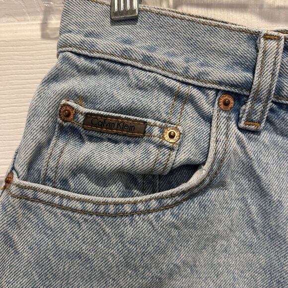 Calvin Klein Shorts VTG 90s Light Blue Wash Classic Fit Button Fly Made USA 7/M - Picture 2 of 10